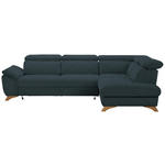 ECKSOFA MERCURY Blau Flachgewebe  - Blau/Eichefarben, MODERN, Holz/Textil (287/212cm) - Valnatura