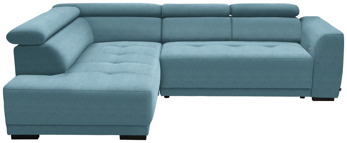 ECKSOFA in Feincord Türkis  - Türkis/Schwarz, Design, Kunststoff/Textil (205/284cm) - Xora