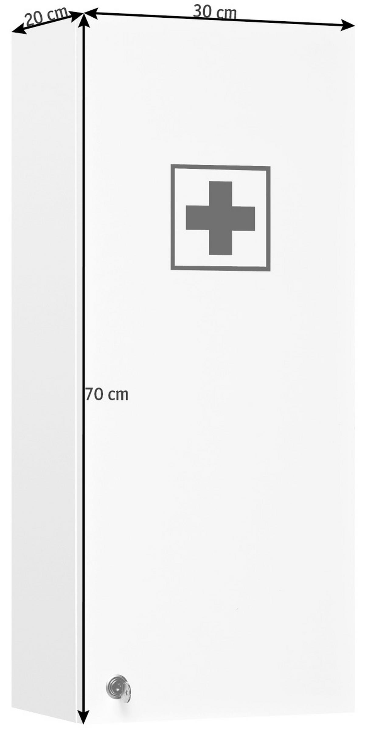 MEDIZINSCHRANK - Weiss, Konventionell, Glas/Holzwerkstoff (30/70/20cm) - Xora
