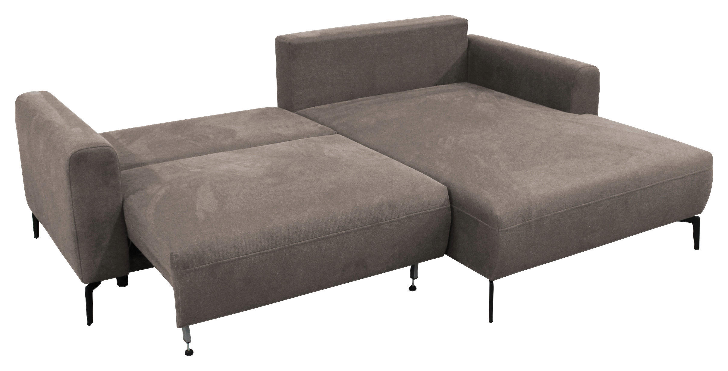 ECKSOFA Hellbraun Flachgewebe  - Hellbraun/Schwarz, Design, Textil/Metall (240/163cm) - MID.YOU