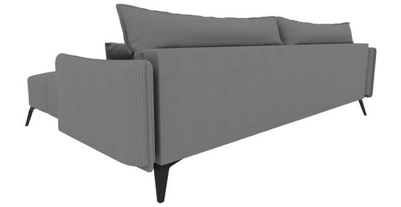 ECKSOFA in Cord Grau  253/180 cm  - Schwarz/Grau, KONVENTIONELL, Textil/Metall (253/180cm) - Carryhome
