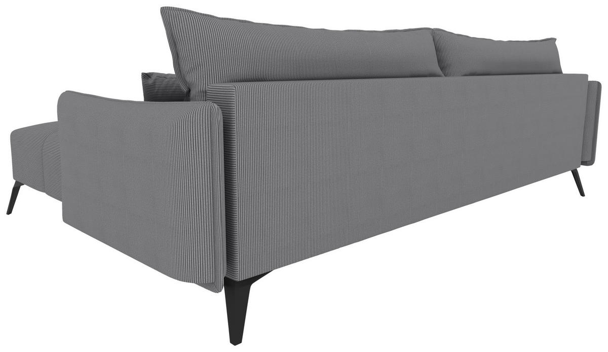 ECKSOFA in Cord Grau  253/180 cm  - Schwarz/Grau, KONVENTIONELL, Textil/Metall (253/180cm) - Carryhome