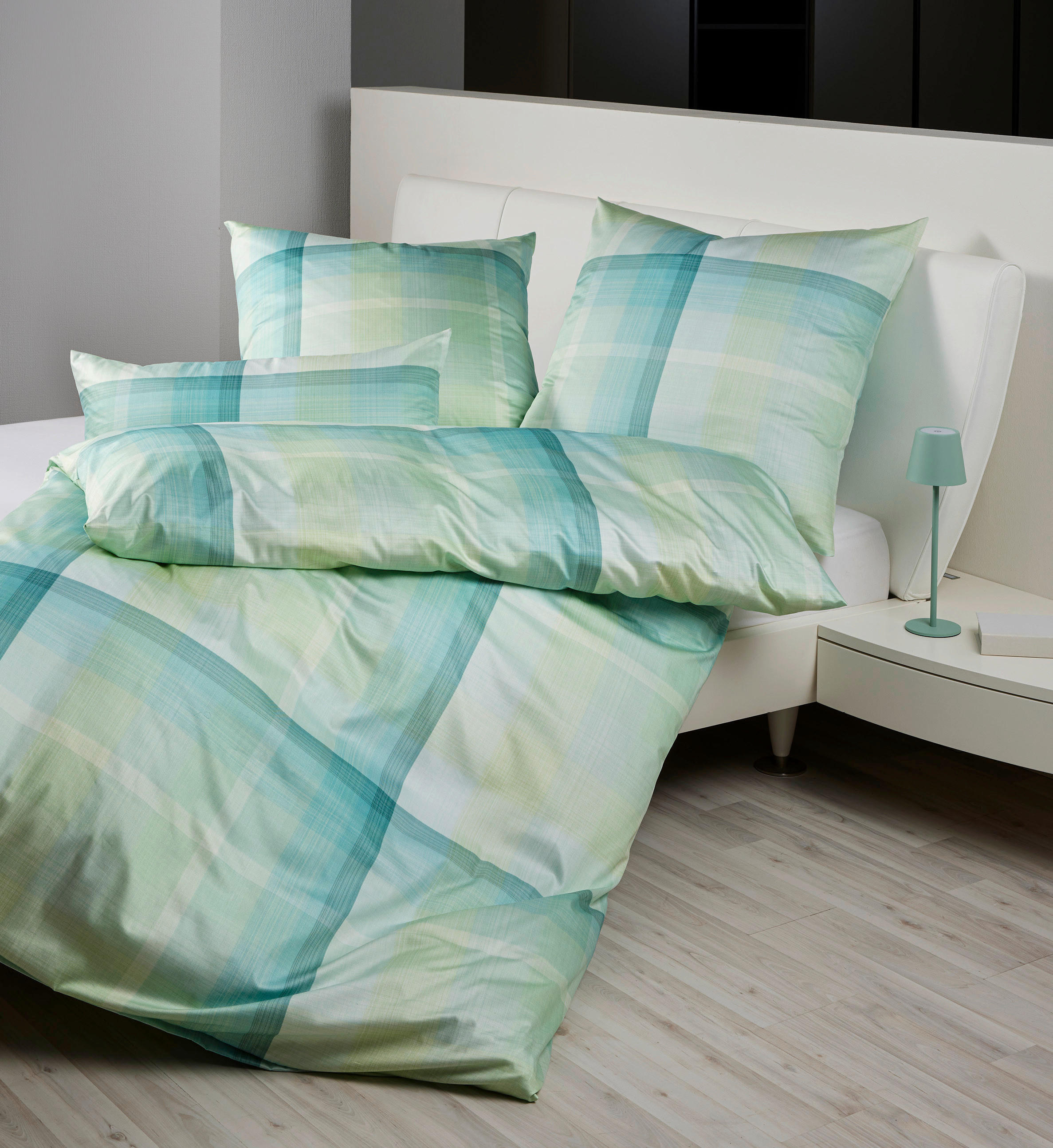 POSTELJNINA MILANO 135/200 cm mako saten žajbljevo zelena, turkizna, zelena, rumena  - turkizna/rumena, Konvencionalno, tekstil (135/200cm) - Janine