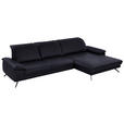 ECKSOFA in Echtleder Schwarz  - Schwarz, Design, Leder/Metall (328/193cm) - Dieter Knoll