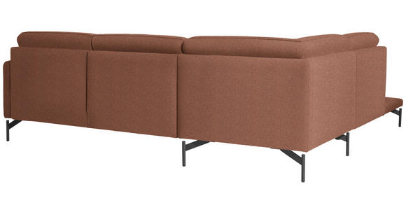 ECKSOFA in Flachgewebe Rostfarben  - Rostfarben/Anthrazit, Design, Textil/Metall (230/254cm) - Ambiente