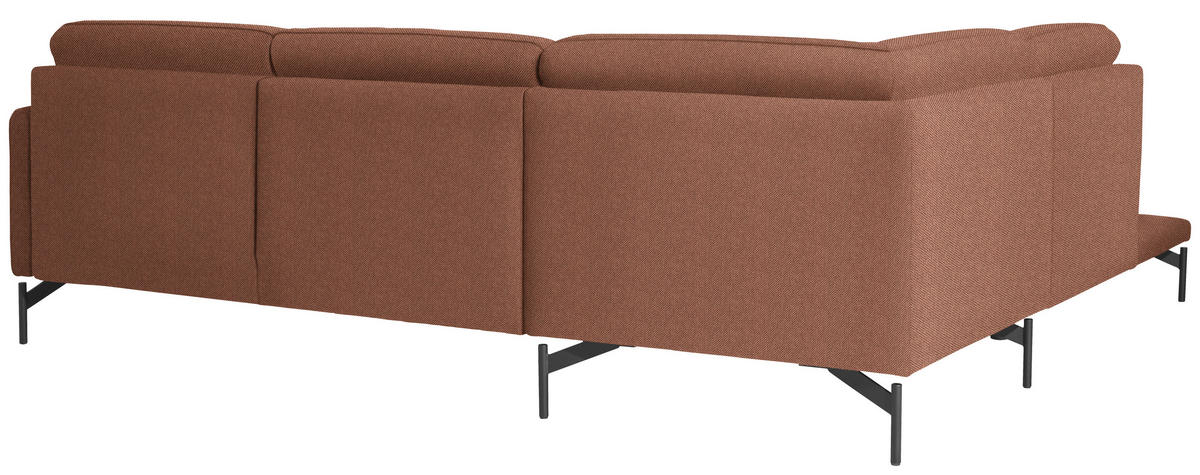 ECKSOFA in Flachgewebe Rostfarben  - Rostfarben/Anthrazit, Design, Textil/Metall (230/254cm) - Johann Jakob