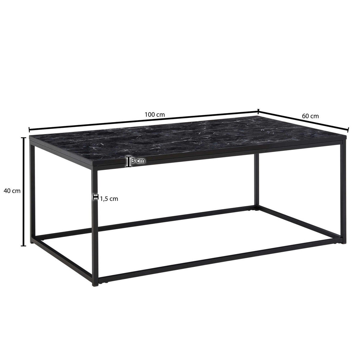 KONFERENČNÍ STOLEK, černá, kompozitní dřevo, 100/60/40 cm - černá, Moderní, kov/kompozitní dřevo (100/60/40cm) - MID.YOU