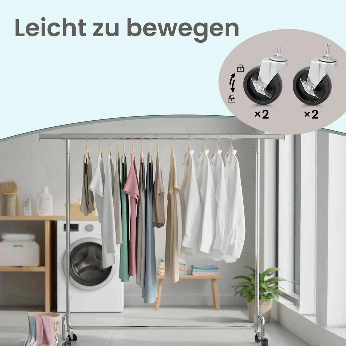 KLEIDERSTÄNDER in Chromfarben 160-200/162,9/45 cm   - Chromfarben, Trend, Kunststoff/Metall (160-200/162,9/45cm) - Boxxx