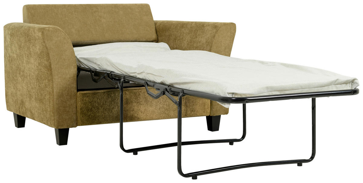 BÄDDFÅTÖLJ i chenille olivgrön  - olivgrön/svart, Klassisk, metall/trä (120/87/93cm) - Hom`in