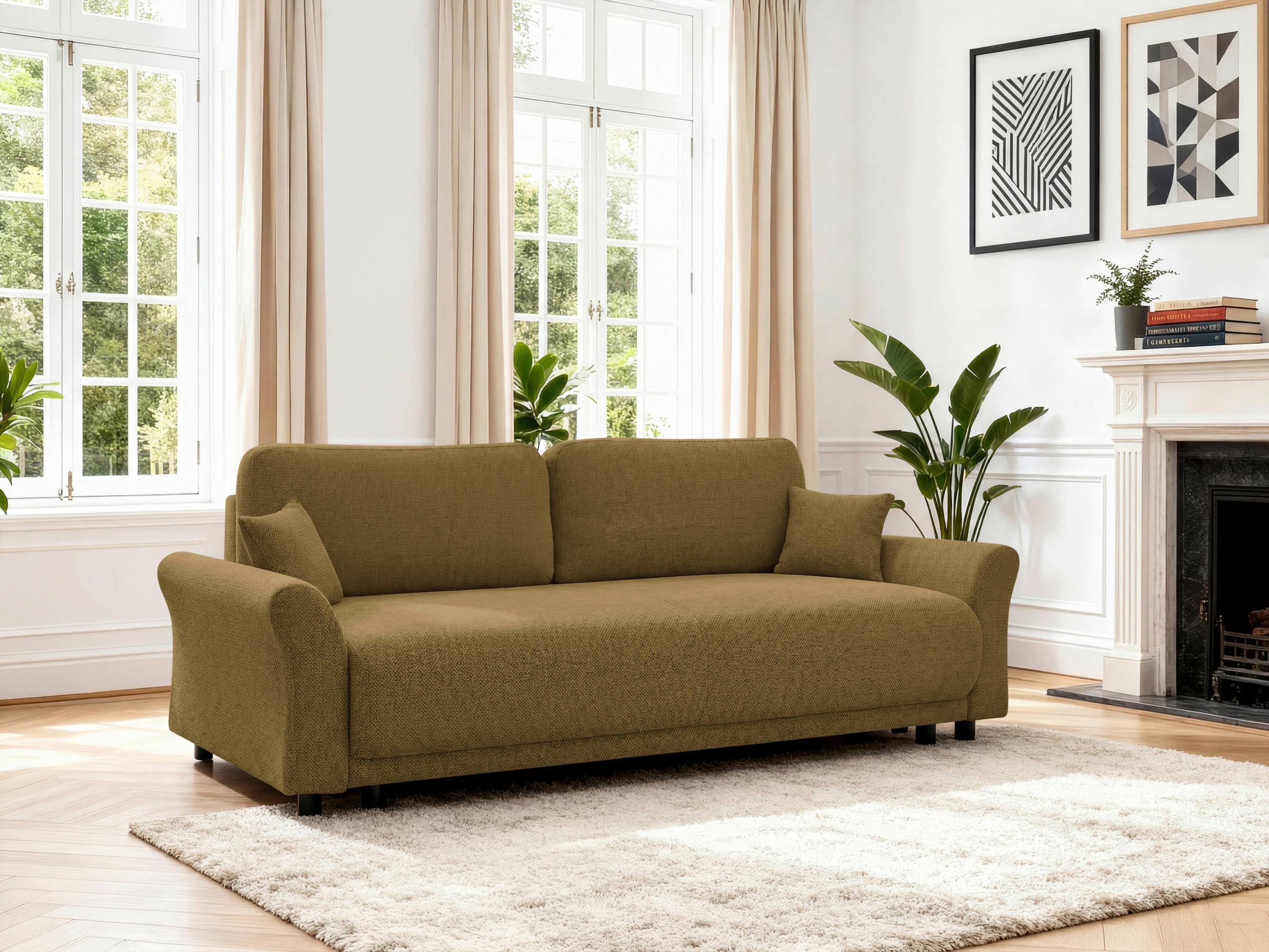 SCHLAFSOFA Flachgewebe, Struktur Braun  inkl. Zierkissen, Rückenkissen, Bettkasten, Schlaffunktion, Rücken echt  - Schwarz/Braun, Design, Textil (244/88/100cm) - P & B
