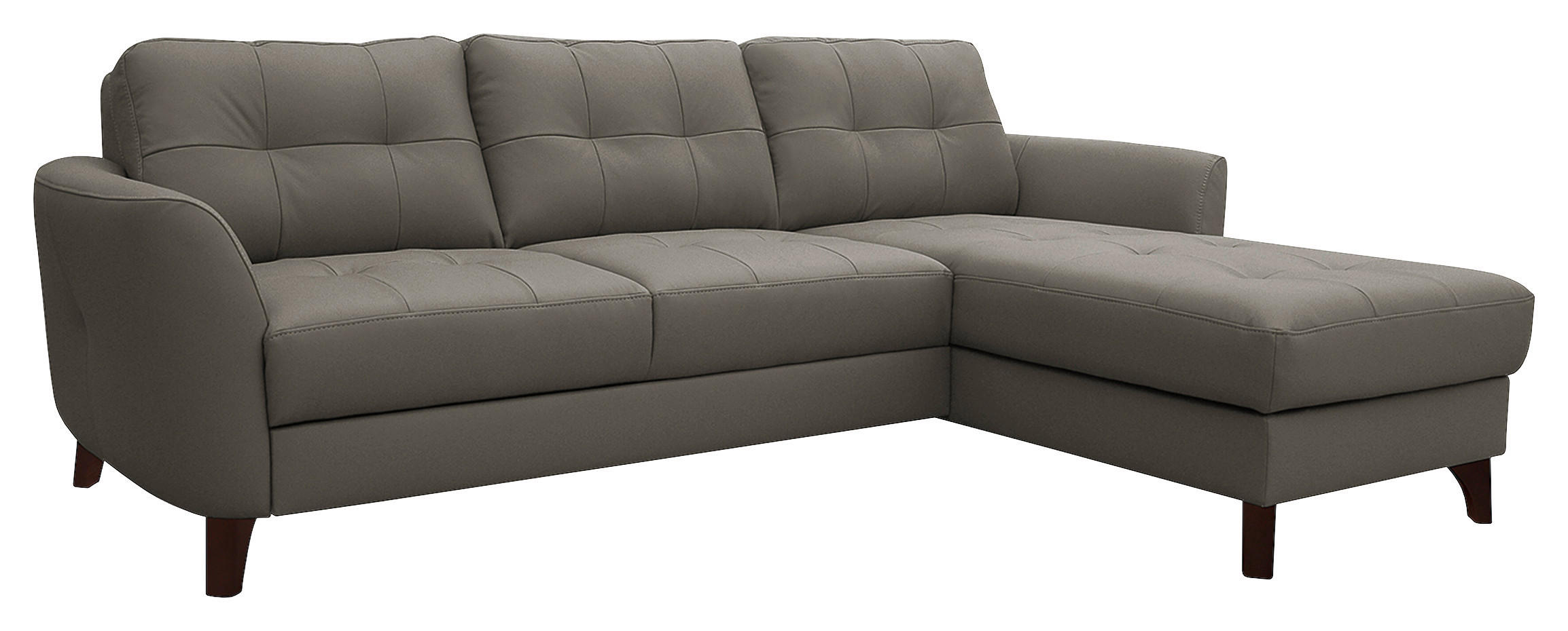 ECKSOFA Schlammfarben Echtleder Lederlook  - Schlammfarben/Buchefarben, Design, Leder/Holz (238/168cm) - Livetastic
