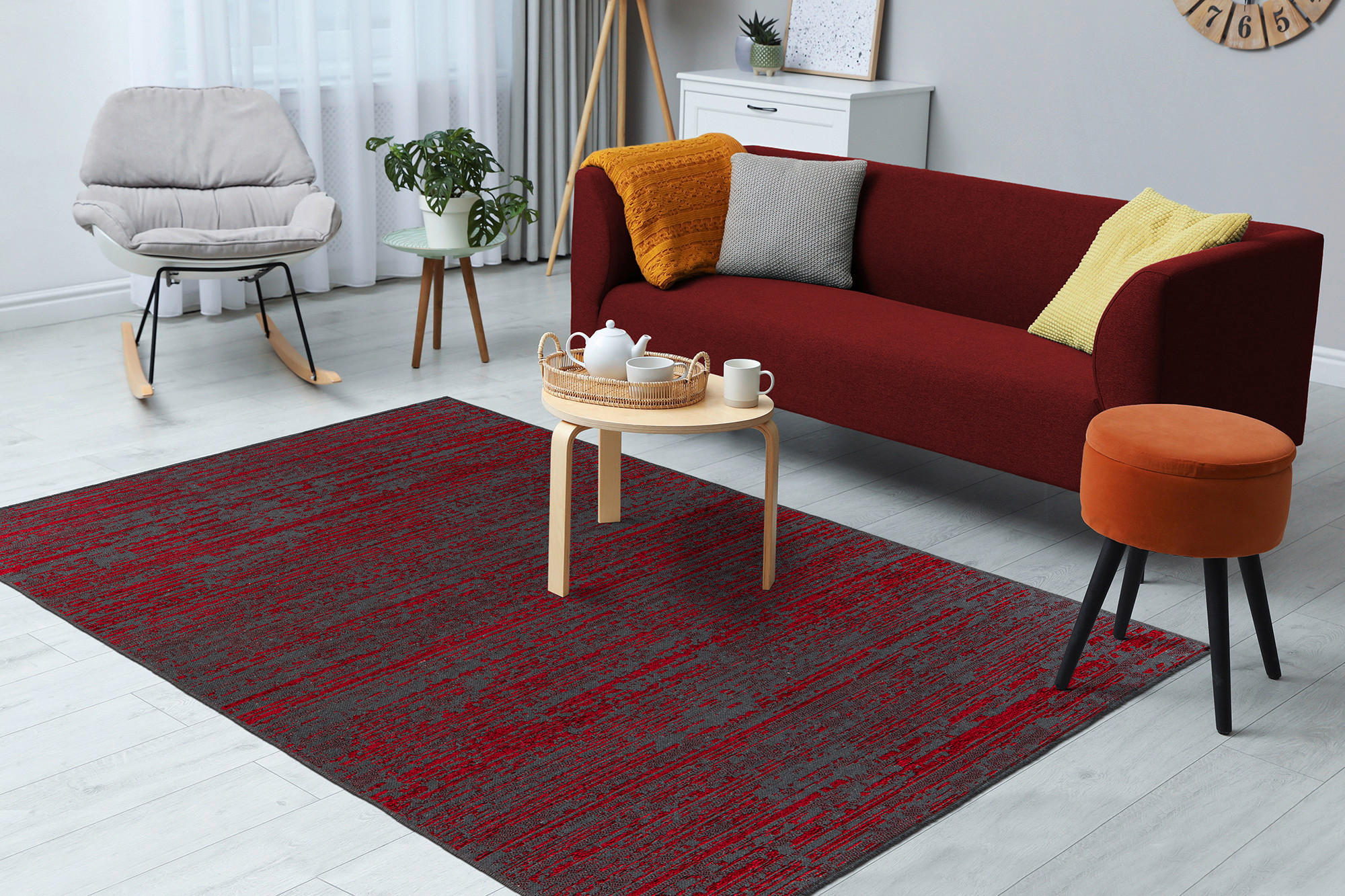 KOBEREC TKANÝ NA PLOCHO, 160/230 cm, červená - červená, Konvenční, textil (160/230cm)