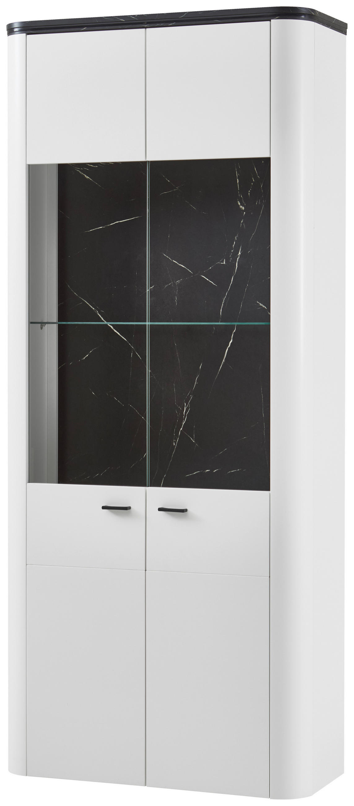 VITRINE Weiss, Dunkelgrau  - Weiss/Dunkelgrau, Design, Glas/Holzwerkstoff (89/206,6/37,4cm) - Xora