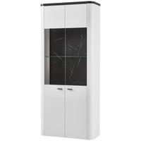 VITRINE Weiss, Dunkelgrau  - Weiss/Dunkelgrau, Design, Glas/Holzwerkstoff (89/206,6/37,4cm) - Xora