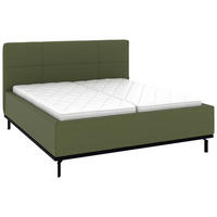 POLSTERBETT 180/200 cm,  in Dunkelgrün, Matratze, Lattenrost, Bettkasten, H2 + H2 = mittel  - Dunkelgrün/Graphitfarben, Design, Holz/Textil (180/200cm) - Musterring