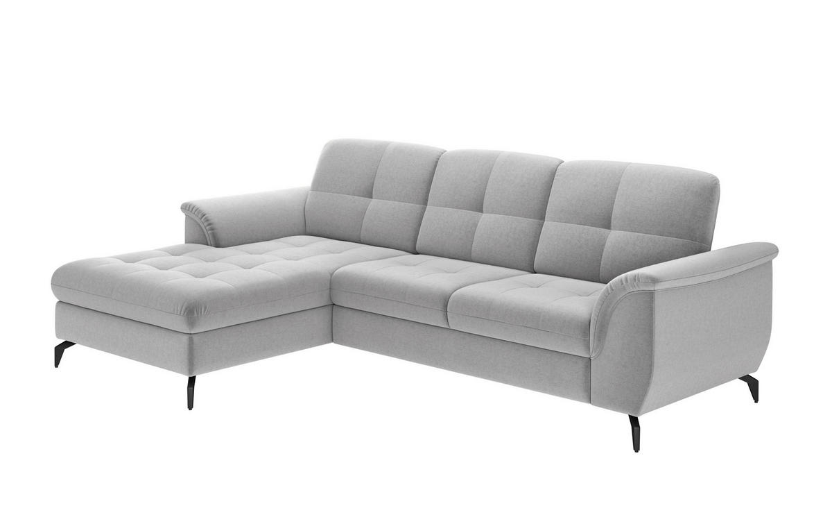 ECKSOFA ZORA E Hellgrau Flachgewebe  - Hellgrau/Schwarz, MODERN, Textil/Metall (164/262cm) - Sit & More