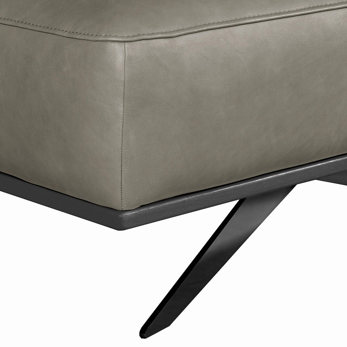 HOCKER Echtleder Grau  - Schwarz/Grau, Design, Leder/Metall (95/46/80cm) - Livetastic