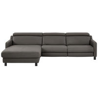 ECKSOFA Echtleder Graubraun  - Graubraun/Schwarz, Design, Leder/Metall (176/291cm) - Valdera