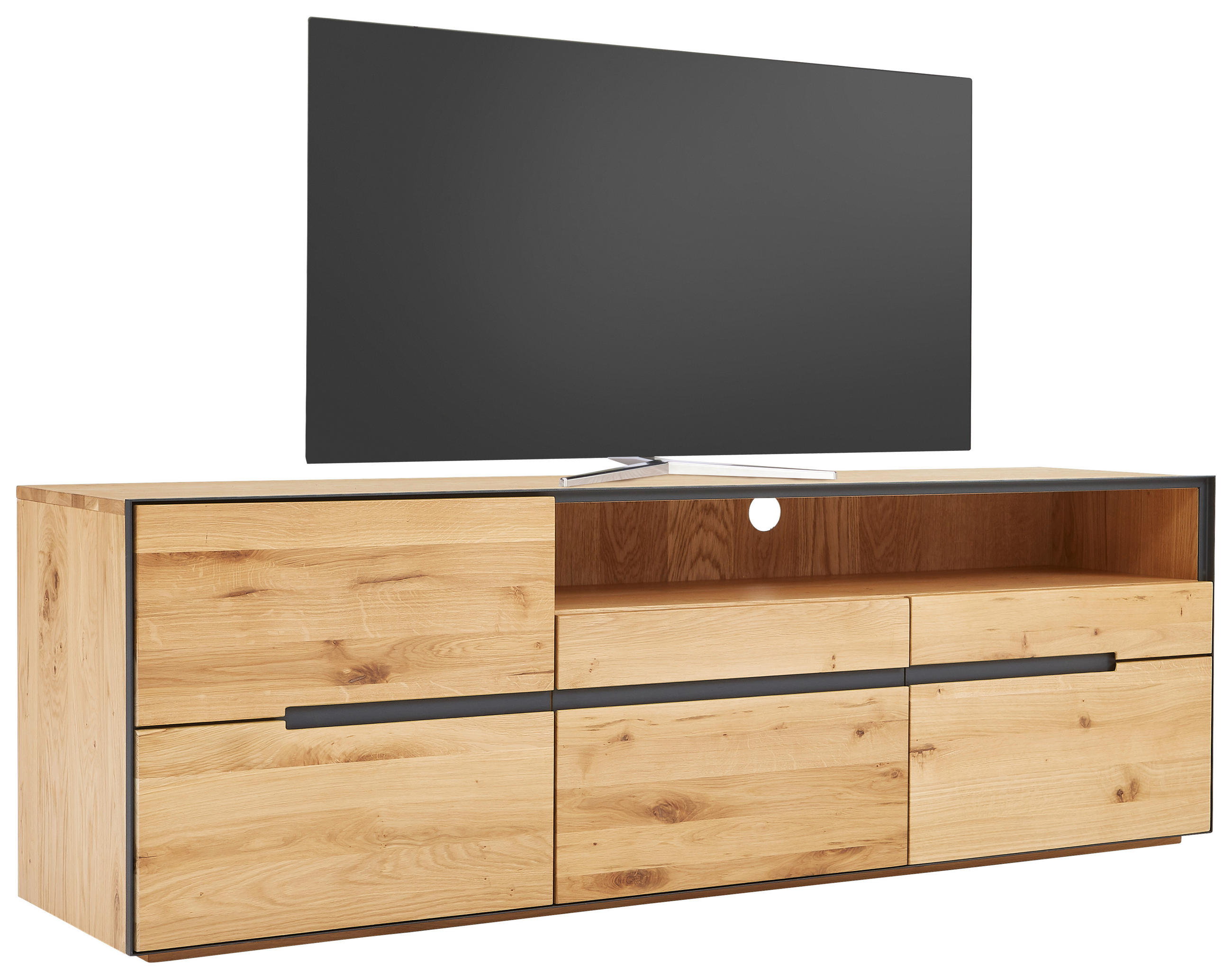 LOWBOARD in 181/60/46,5 cm - Eichefarben/Anthrazit, KONVENTIONELL, Holz/Holzwerkstoff (181/60/46,5cm) - Linea Natura