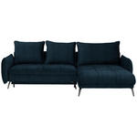 ECKSOFA Dunkelblau Flachgewebe  - Schwarz/Dunkelblau, LIFESTYLE, Textil/Metall (273/180cm) - Hom`in