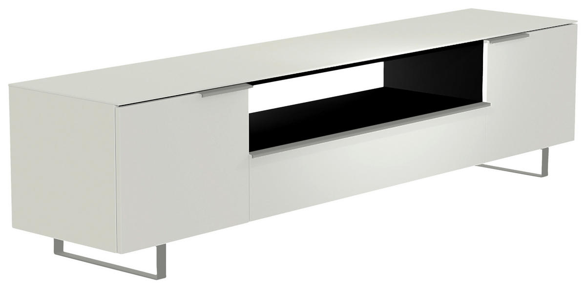 LOWBOARD Weiss, Alufarben  210/51/45 cm  - Weiss/Alufarben, Design, Glas/Holzwerkstoff (210/51/45cm) - Moderano