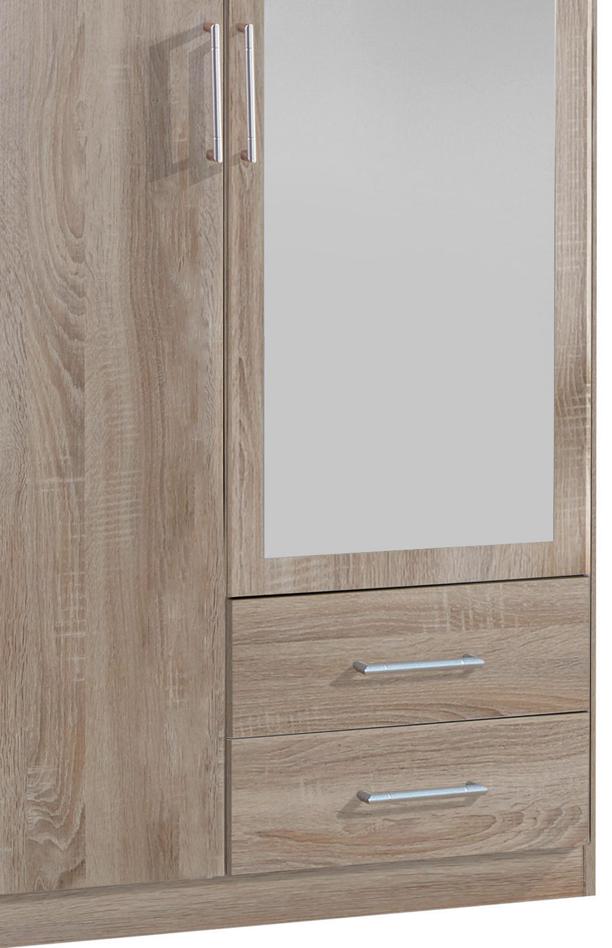 DREHTÜRENSCHRANK in Eichefarben  - Eichefarben/Alufarben, Konventionell, Glas/Holzwerkstoff (90/199,5/58cm) - MID.YOU