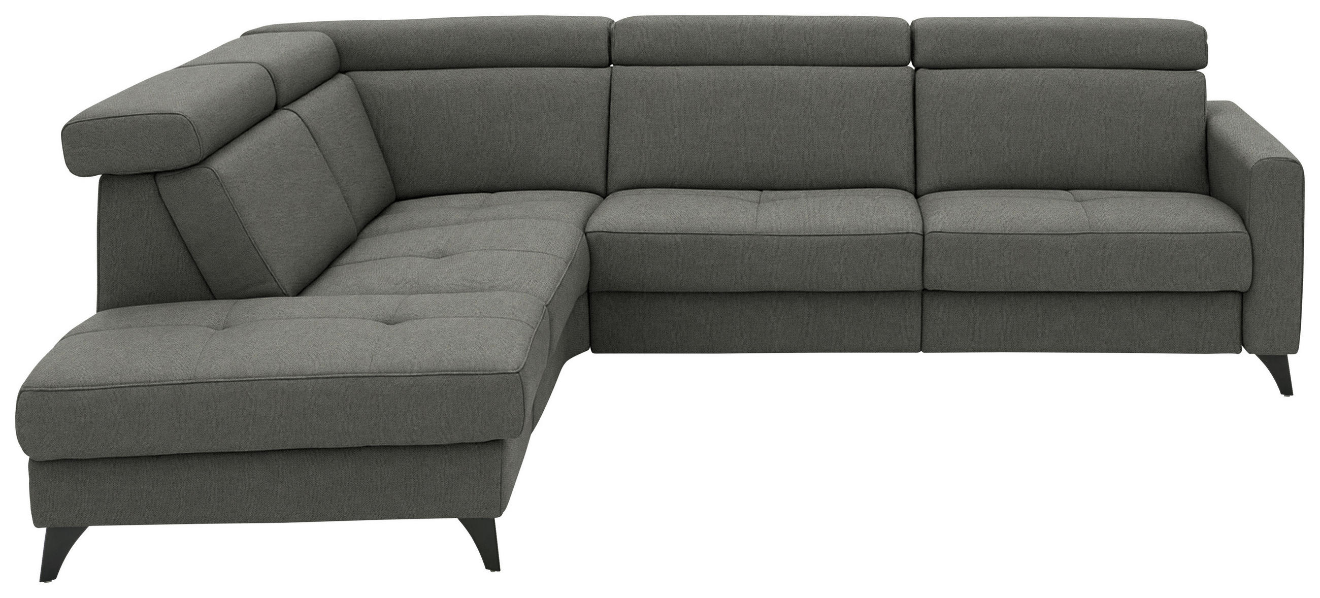 ECKSOFA Flachgewebe Dunkelgrau  - Dunkelgrau/Schwarz, Konventionell, Textil/Metall (214/276cm) - Beldomo System