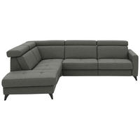 ECKSOFA Flachgewebe Dunkelgrau  - Dunkelgrau/Schwarz, Konventionell, Textil/Metall (214/276cm) - Beldomo System