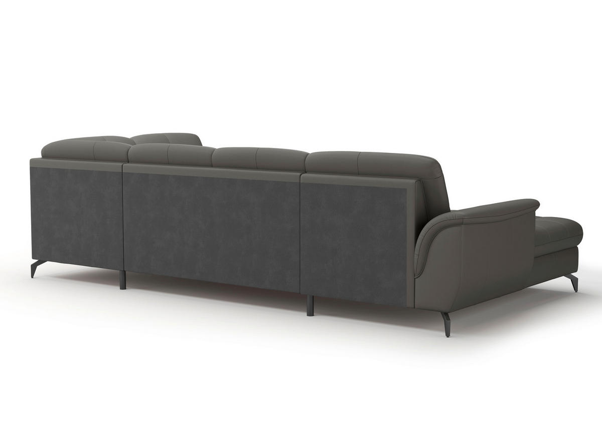 WOHNLANDSCHAFT in Vliesstoff Kombination Echtleder/Stoff Anthrazit  - Anthrazit/Schwarz, Modern, Leder/Textil (164/319/212cm) - Sit & More