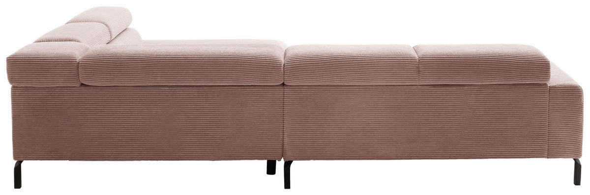 ECKSOFA inkl. Funktion in Cord Rosa  - Schwarz/Rosa, Modern, Textil/Metall (309/219cm) - Pure Home Lifestyle