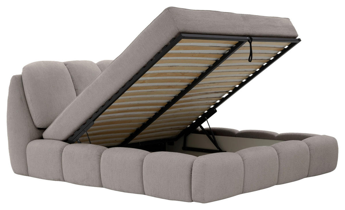 POLSTERBETT 180/200 cm,  in Sahara, gepolstertes Kopfteil, Lattenrost, Bettkasten,  - Schwarz/Sahara, Design, Holz/Kunststoff (180/200cm) - Chameo