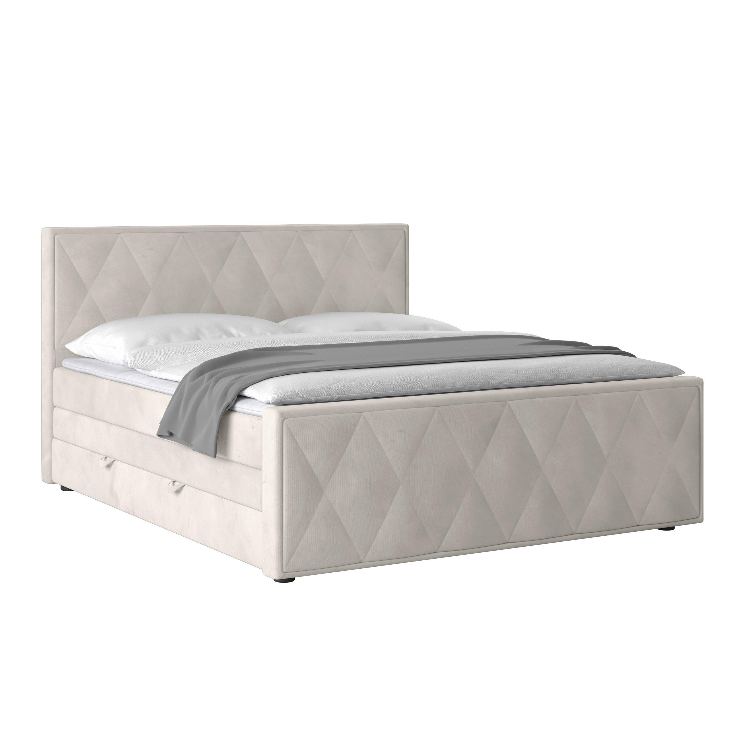 BOXSPRINGOVÁ POSTEĽ, 180/200 cm, biela - čierna/biela, Modern, kartón/kov (180/200cm) - MID.YOU