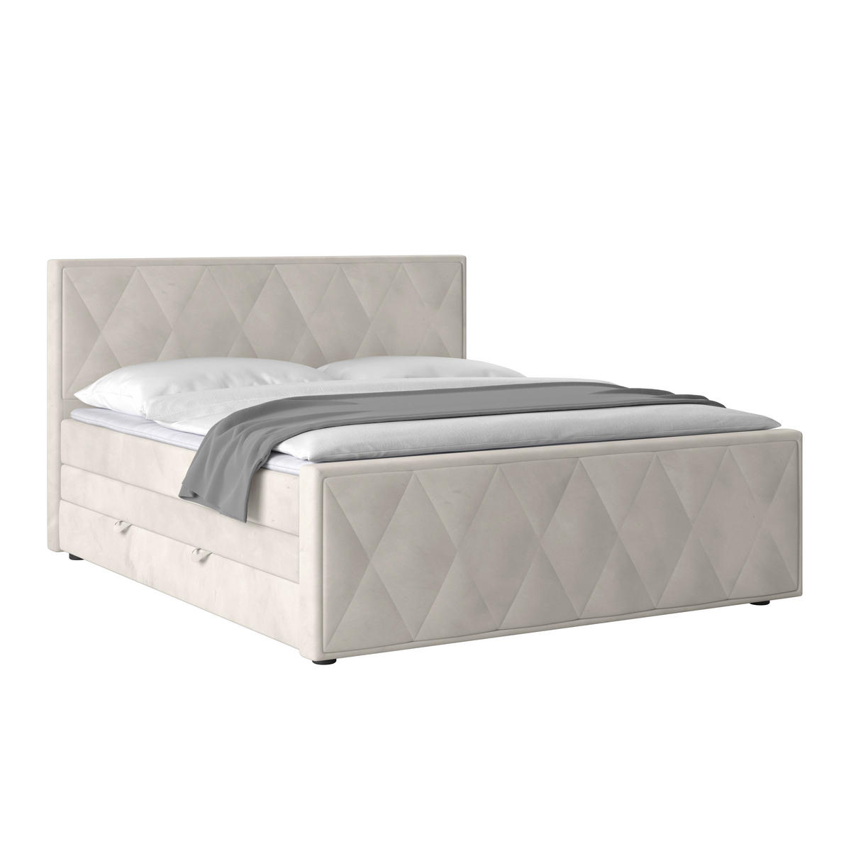 BOXSPRINGBETT 180/200 cm  in Weiss  - Weiss/Schwarz, Modern, Karton/Holzwerkstoff (180/200cm) - MID.YOU