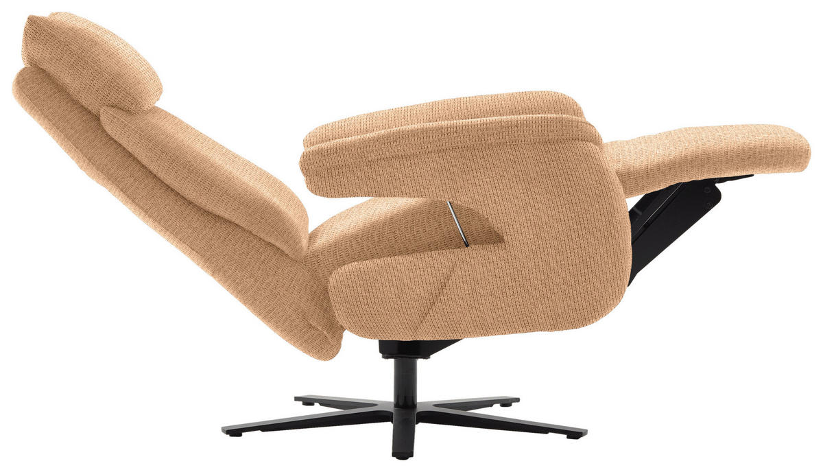 FERNSEHSESSEL in Struktur Cognac  - Cognac/Schwarz, Modern, Textil/Metall (73/113-117/85cm) - Cantus