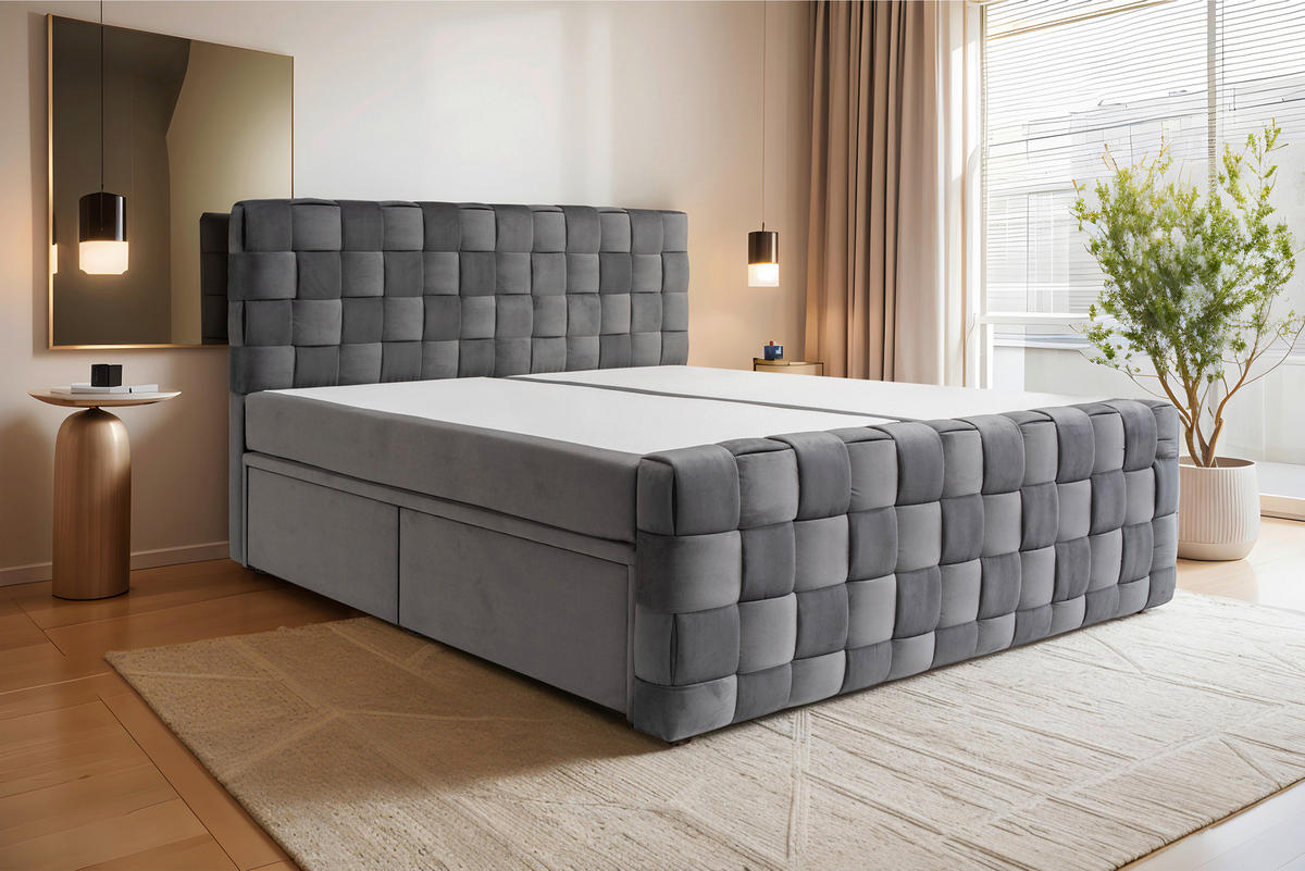 BOXBETT 140/200 cm  in Graphitfarben  - Graphitfarben, MODERN, Textil (140/200cm) - Livetastic