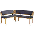 ECKBANK 155/195 cm Webstoff Blau, Eichefarben Eiche vollmassiv   - Blau/Eichefarben, KONVENTIONELL, Holz/Textil (155/195cm) - Linea Natura