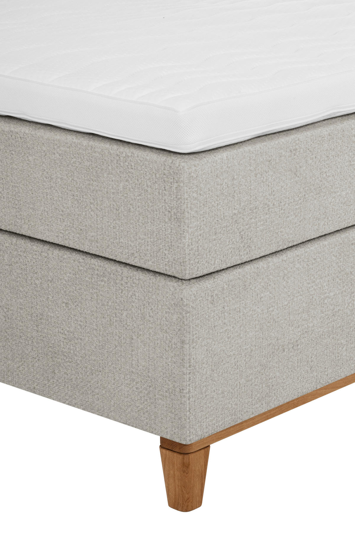 BOXSPRINGBETT 160/200 cm,  in Greige, Matratze, Topper, H5 + H5 = hart  - Greige/Eichefarben, KONVENTIONELL, Holz/Textil (160/200cm) - Welnova