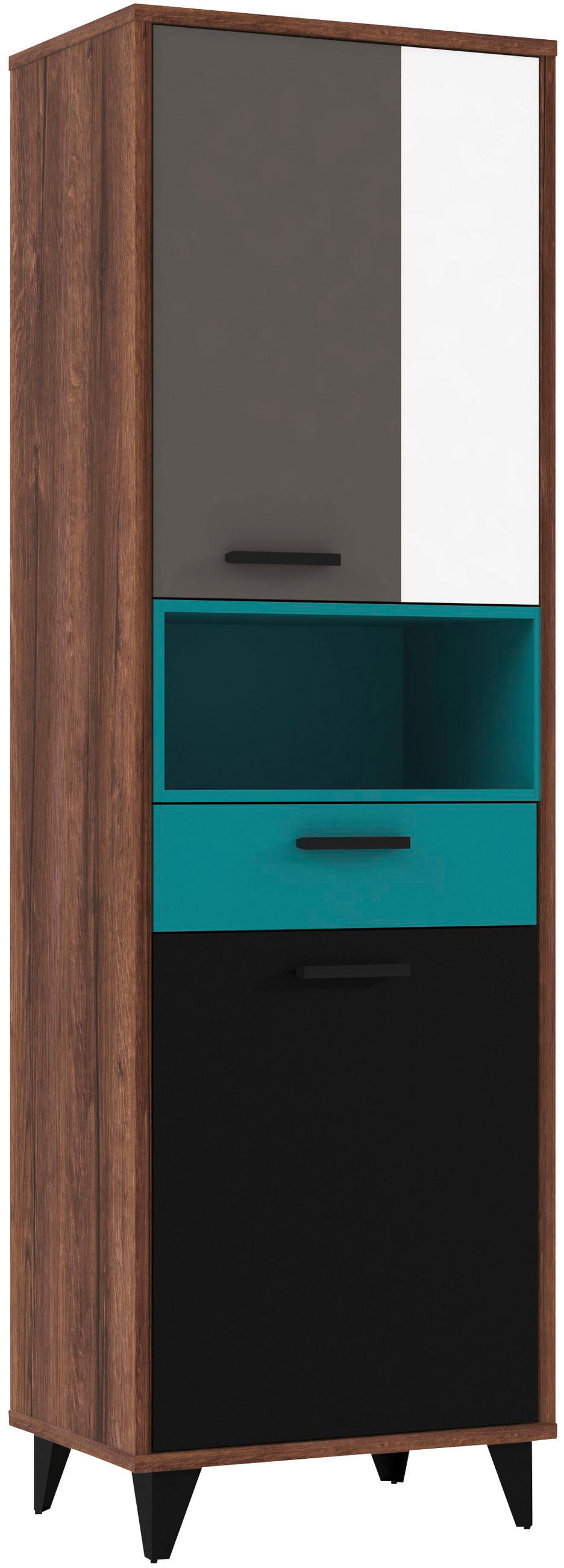 REGAL Grau, Grün, Schwarz, Weiß, Eichefarben  - Eichefarben/Dunkelgrau, Design, Holzwerkstoff/Kunststoff (60/192/42cm) - Carryhome