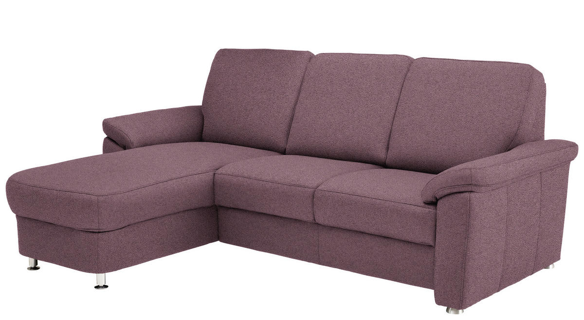 ECKSOFA in Flachgewebe Violett  163/250 cm  - Chromfarben/Violett, KONVENTIONELL, Textil/Metall (163/250cm) - Beldomo System