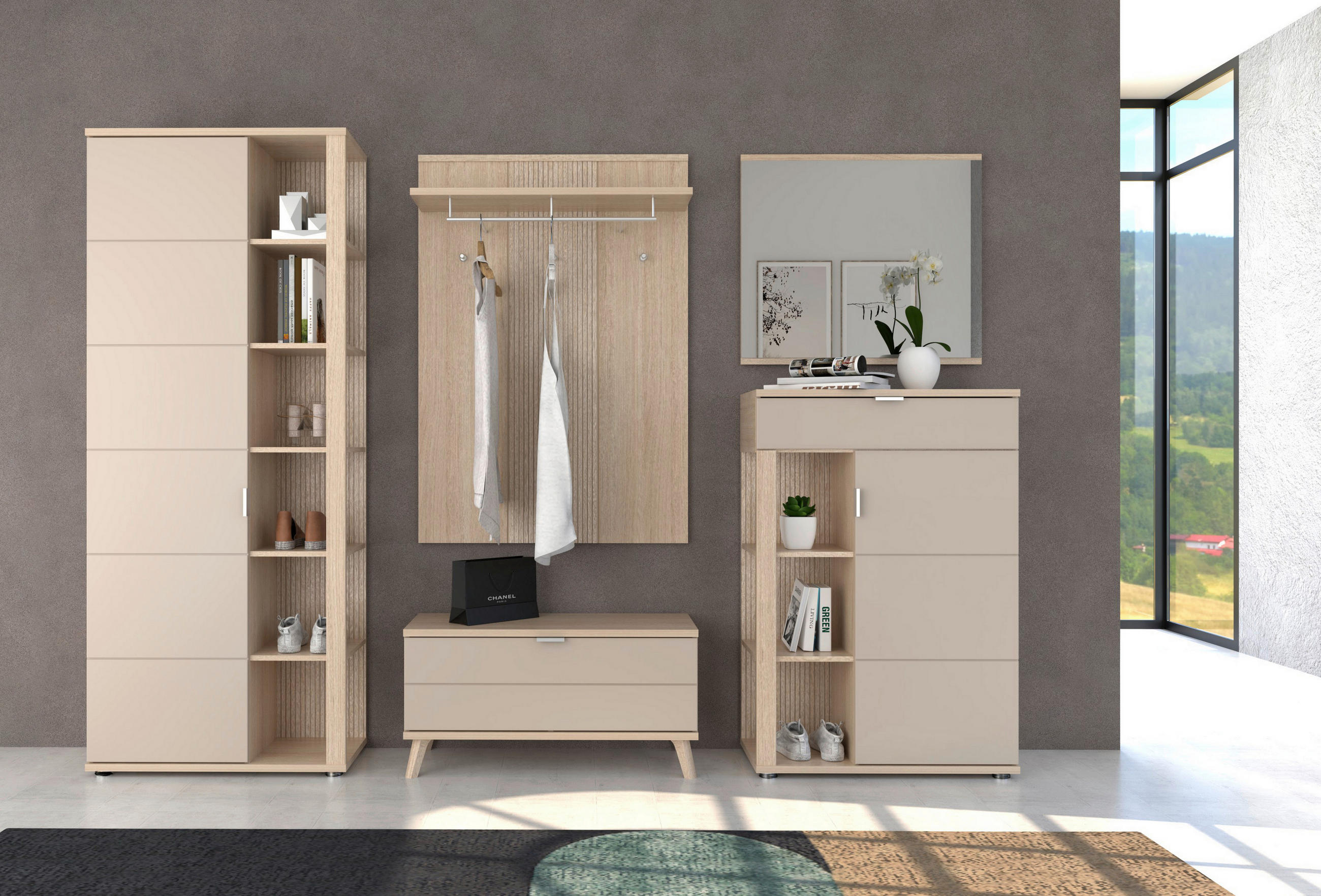 Thumbnail - Stylife Wandspiegel, Eiche, Holzwerkstoff, rechteckig, 70x2x80 cm, waagrecht montierbar, Spiegel, Wandspiegel