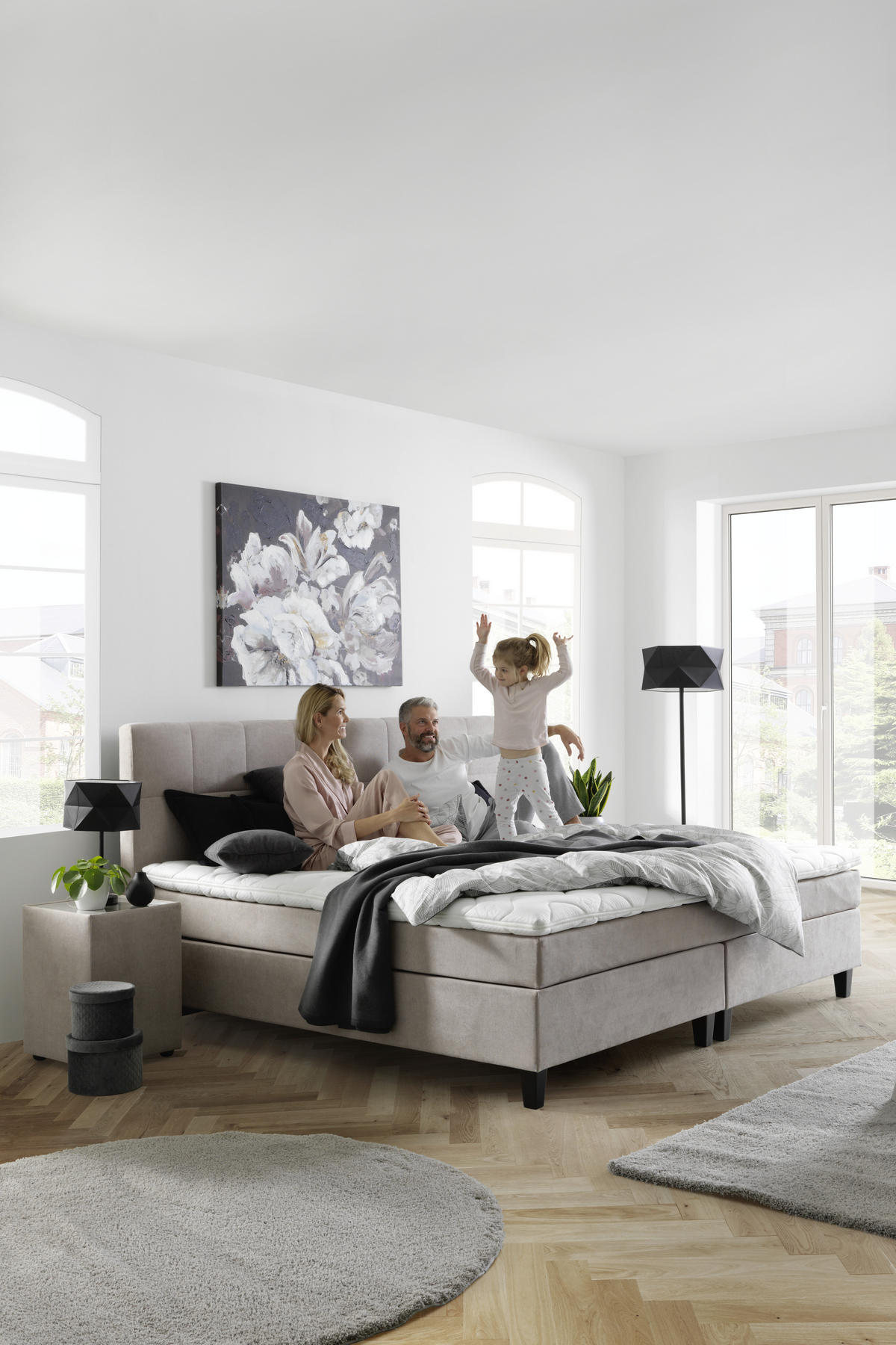 BOXSPRINGBETT 200/200 cm  in Beige  - Dunkelgrau/Beige, Trend, Holz/Textil (200/200cm) - Esposa