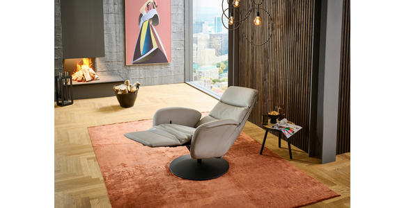 RELAXSESSEL in Leder Greige  - Greige/Schwarz, Design, Leder/Metall (76/108/86cm) - Dieter Knoll