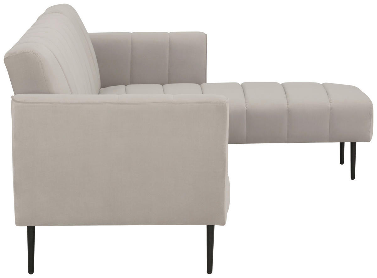 ECKSOFA Creme Samt  - Creme/Schwarz, MODERN, Textil/Metall (253/87/169cm) - P & B