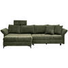 ECKSOFA in Chenille Olivgrün  - Schwarz/Olivgrün, Konventionell, Textil/Metall (291/153cm) - Hom`in
