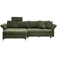 ECKSOFA Olivgrün Chenille  - Schwarz/Olivgrün, KONVENTIONELL, Textil/Metall (291/153cm) - Hom`in