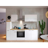 KÜCHENBLOCK 240 cm   in Weiß  - Edelstahlfarben/Nussbaumfarben, Basics, Holzwerkstoff/Metall (240cm) - Respekta