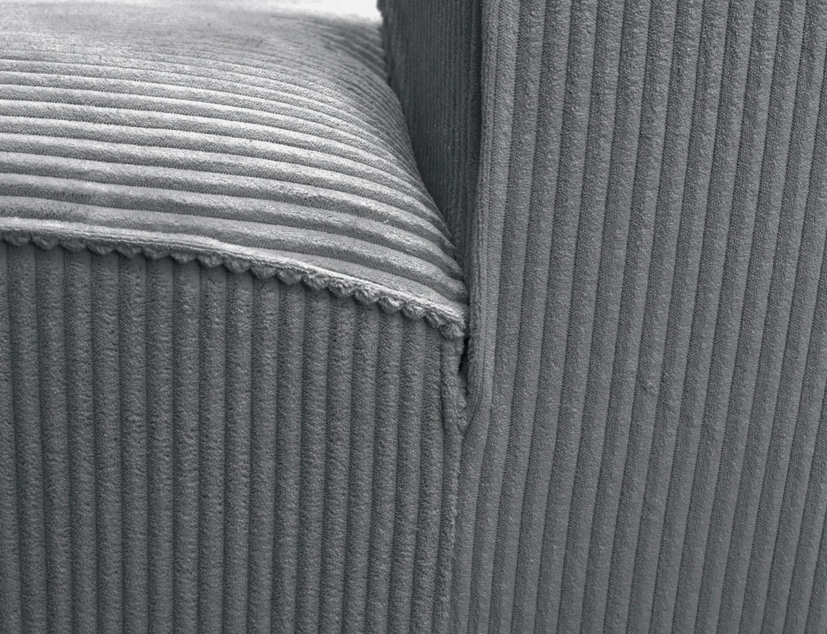 ECKSOFA ANTHONY Grau Cord  - Schwarz/Grau, Design, Kunststoff/Textil (163/275cm) - MID.YOU