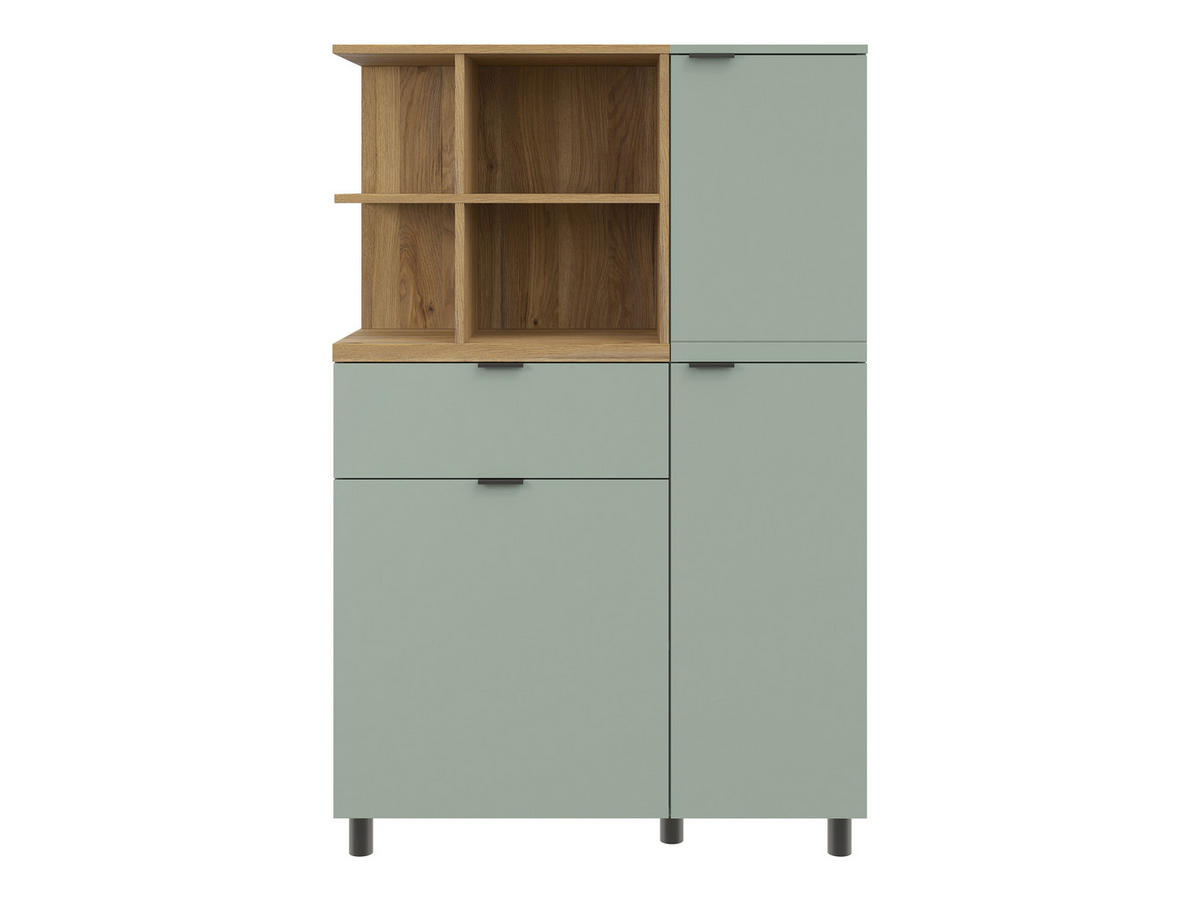 HIGHBOARD Eichefarben, Salbeigrün  95,3/146,2/37 cm  - Eichefarben/Salbeigrün, Modern, Holzwerkstoff/Metall (95,3/146,2/37cm) - Carryhome