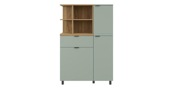 HIGHBOARD Eichefarben, Salbeigrün  95,3/146,2/37 cm  - Eichefarben/Salbeigrün, MODERN, Holzwerkstoff/Metall (95,3/146,2/37cm) - Carryhome