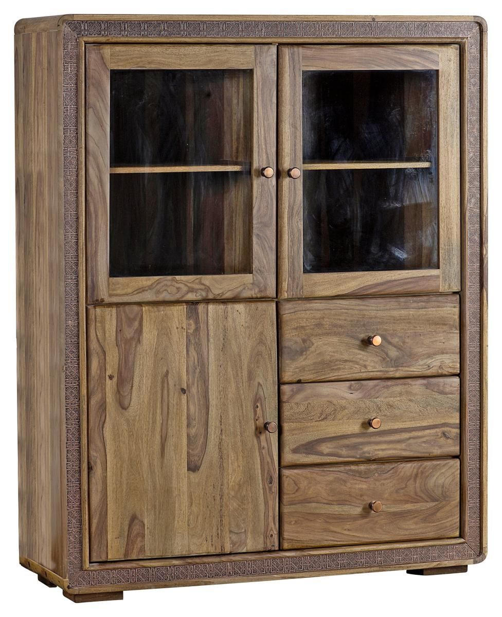 VYSOKÁ KOMODA, akácie, barvy sheesham, měděné barvy, 115/145/40 cm - měděné barvy/barvy sheesham, Lifestyle, kov/dřevo (115/145/40cm) - Landscape